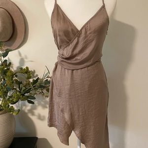 Taupe Slouch Satin Dress